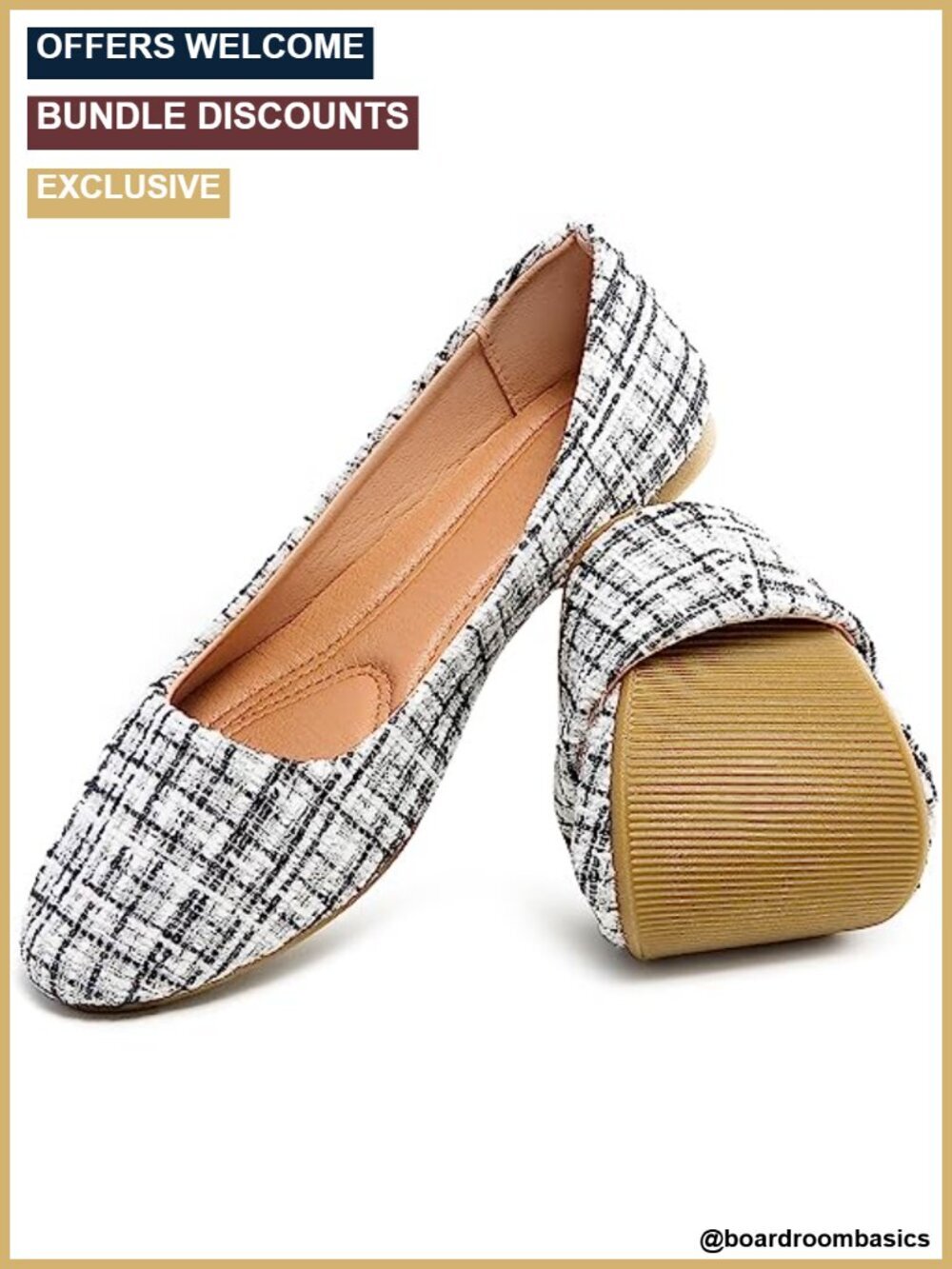 Memory Foam Ballet Flats Round Toe Leather Flats Dressy Comfortable